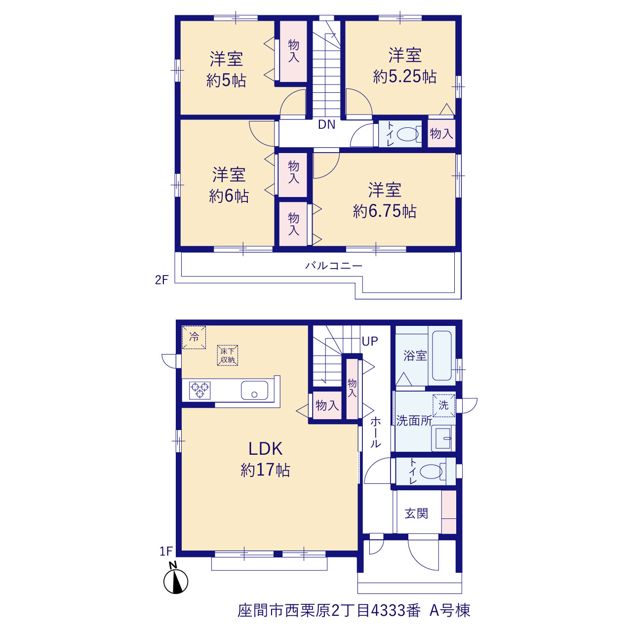 ハートフルタウン座間市西栗原2丁目4333番の見取り図