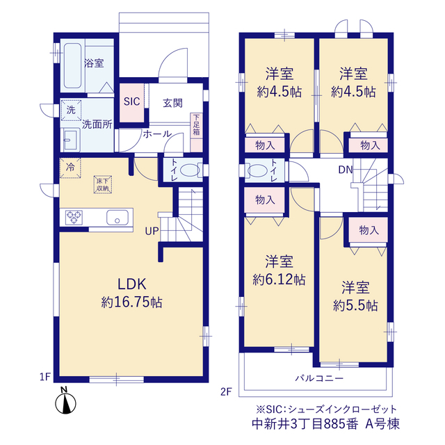 ハートフルタウン中新井3丁目885番の見取り図