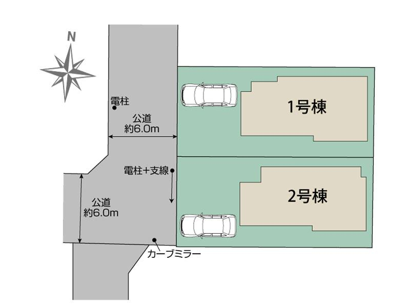 西東京市芝久保町3丁目2棟 区画図 【販売中物件：1号棟、2号棟】