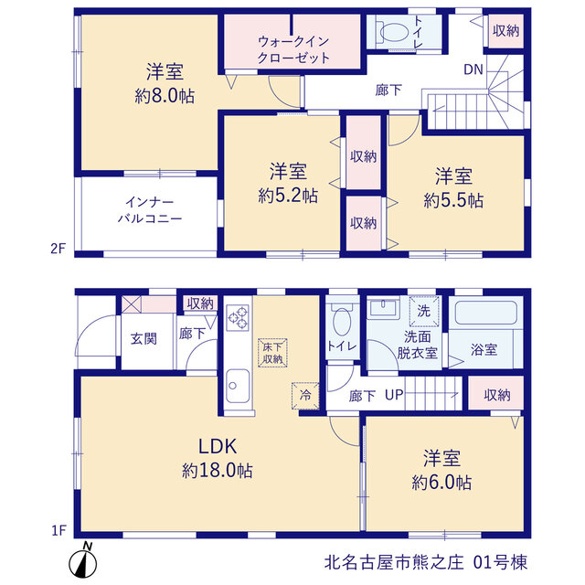 リーブルガーデン北名古屋市熊之庄の見取り図
