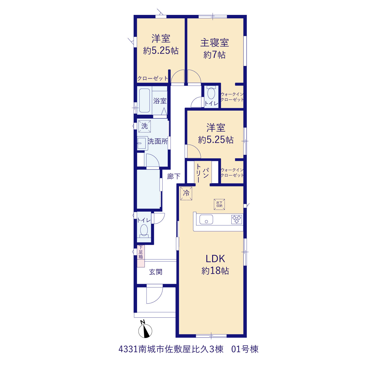 グラファーレ南城市佐敷屋比久３棟の見取り図