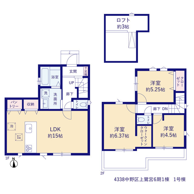 グラファーレ4338中野区上鷺宮６期１棟の見取り図