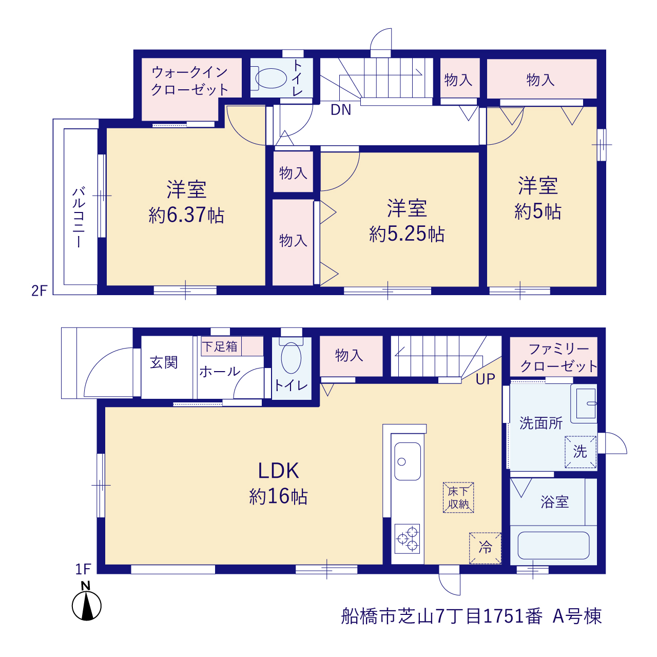 ハートフルタウン本八幡　船橋市芝山7丁目1751番の見取り図