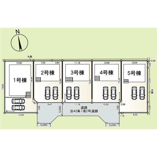 【販売中物件：1号棟、2号棟、3号棟、4号棟、5号棟】