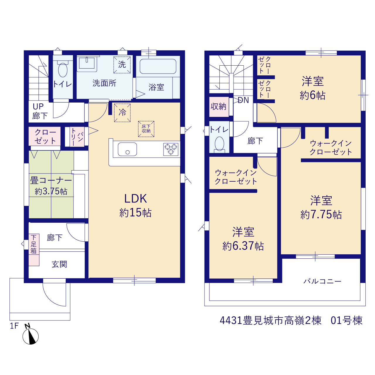 グラファーレ豊見城市高嶺２棟の見取り図