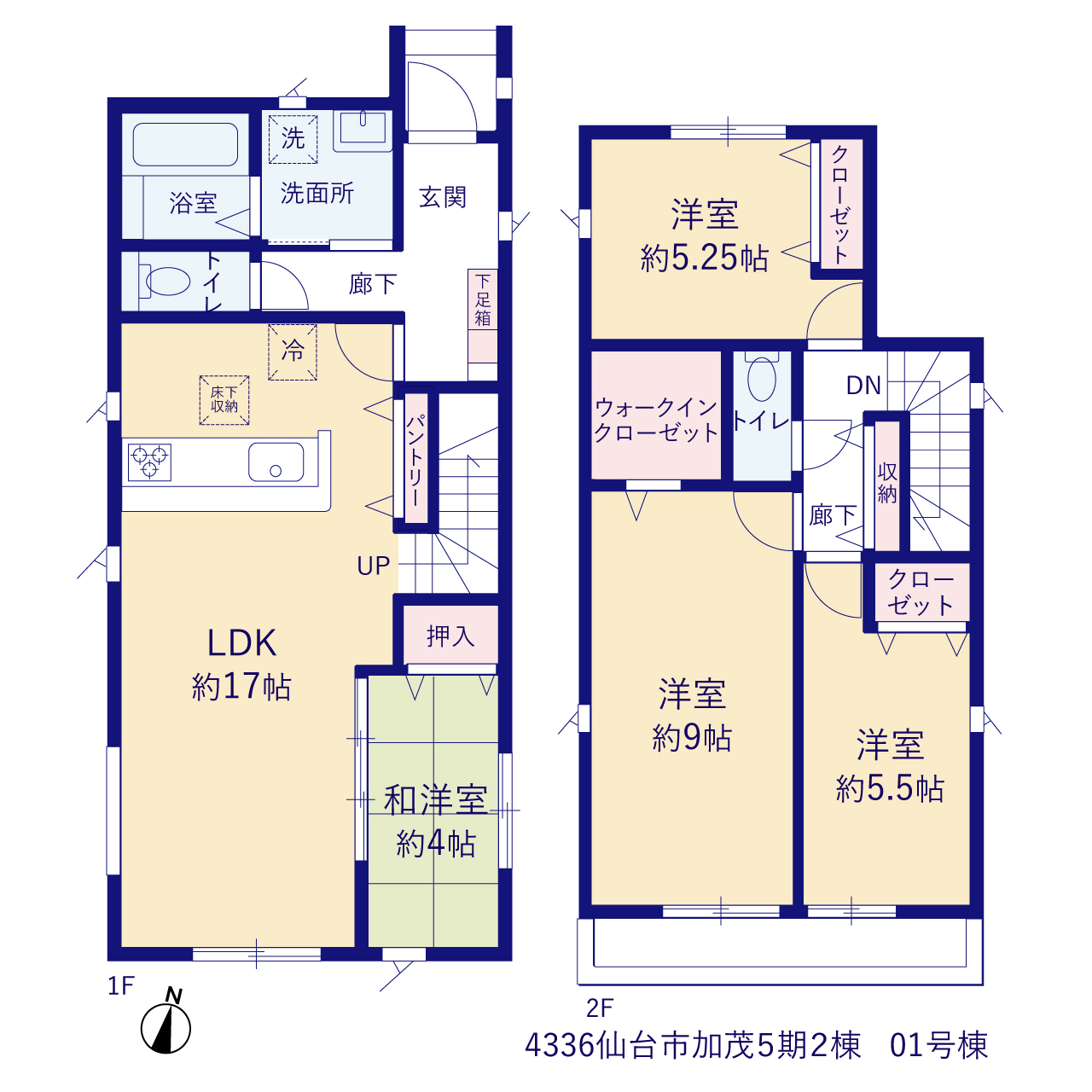 グラファーレ4336仙台市加茂５期２棟の見取り図
