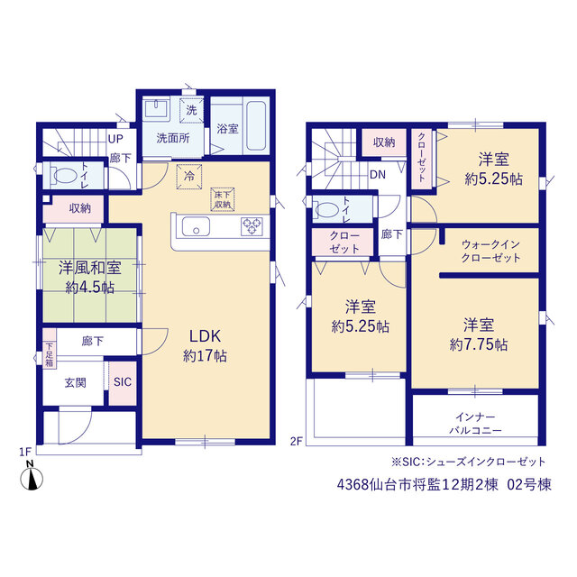 グラファーレ4368仙台市将監１２期２棟の見取り図