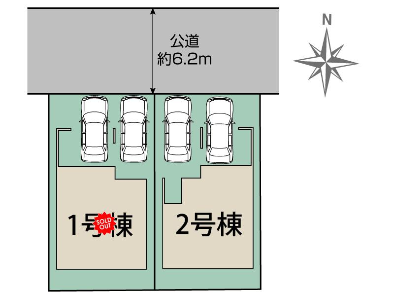 ブルーミングガーデン多賀城市高橋１丁目２棟の見取り図