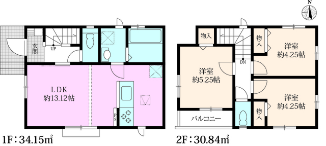 ハートフルタウン所沢市上安松266番の見取り図