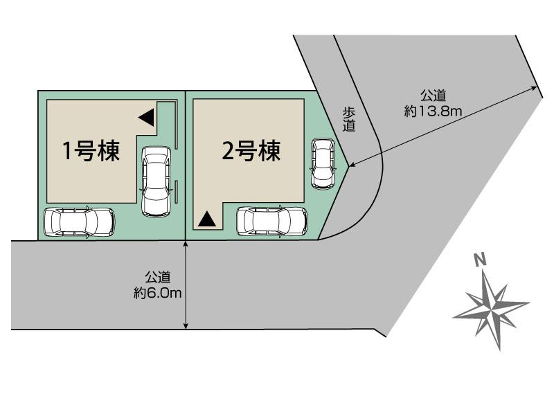 南城市佐敷新開2棟 区画図 【販売中物件：1号棟、2号棟】