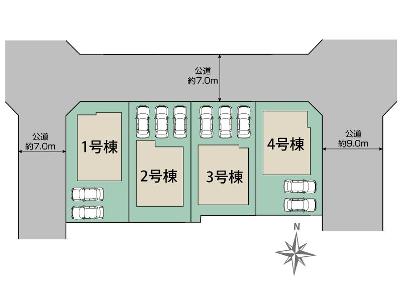 札幌市南区真駒内曙町3丁目4棟 区画図 【販売中物件：1号棟、2号棟、3号棟、4号棟】
