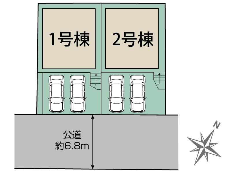 福岡市東区香椎5丁目2棟 区画図 【販売中物件：1号棟、2号棟】