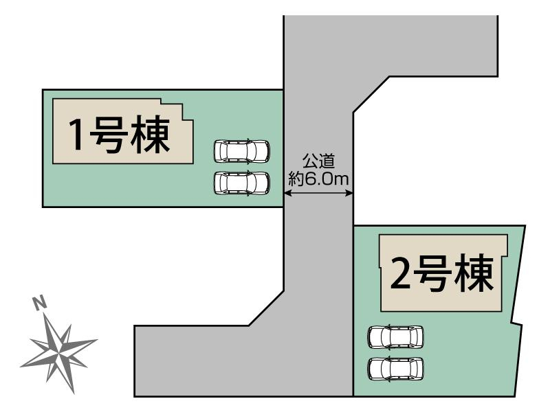 朝倉市堤2棟 区画図 【販売中物件：1号棟、2号棟】