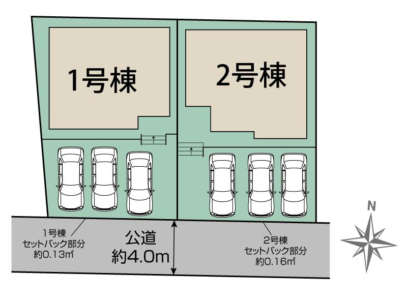 半田市青山6丁目2棟 区画図 【販売中物件：1号棟、2号棟】