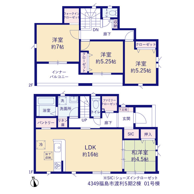 グラファーレ4349福島市渡利５期２棟の見取り図