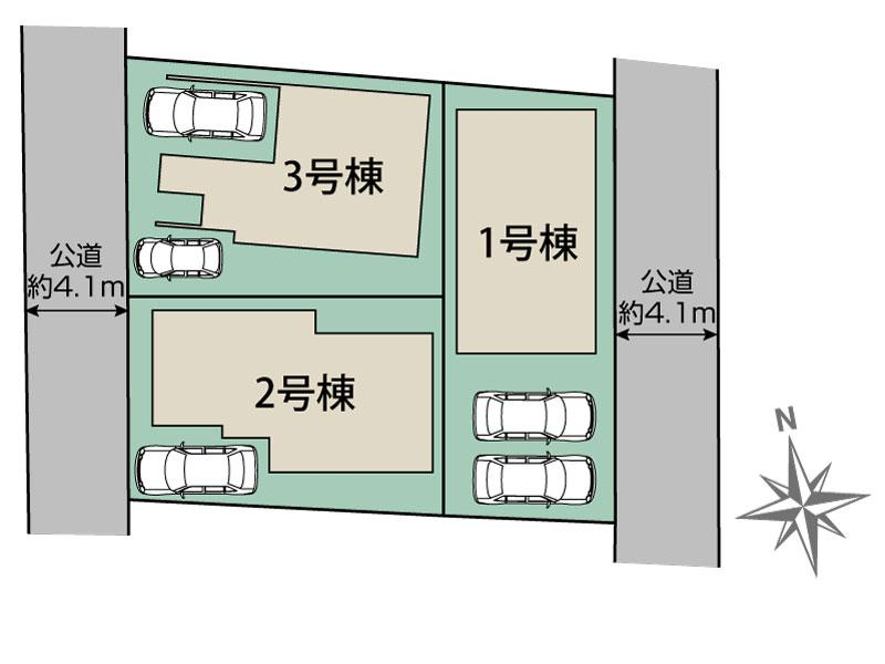 春日市下白水北1丁目3棟 区画図 【販売中物件：1号棟、2号棟、3号棟】