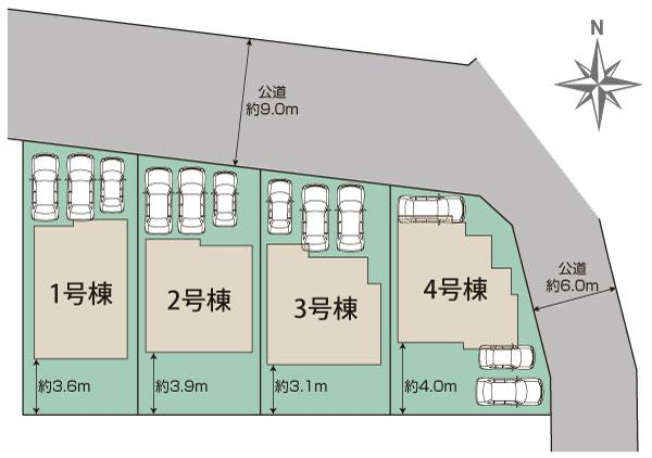 名古屋市港区茶屋新田15期4棟 区画図 【販売中物件：1号棟、2号棟、3号棟、4号棟】