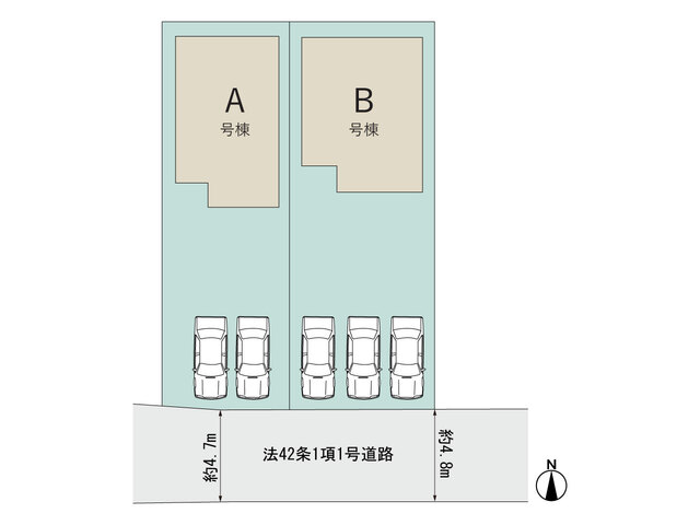 全体区画図 【販売中物件：A号棟、B号棟】