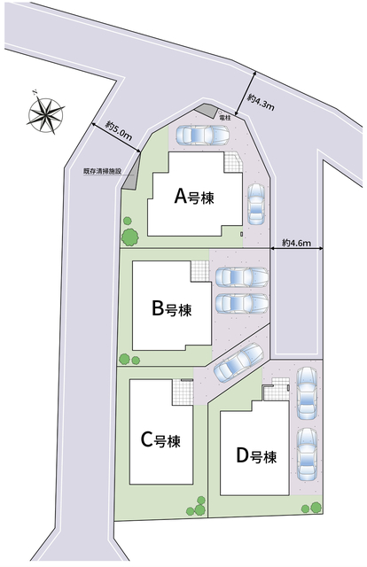区画図 【販売中物件：A号棟、B号棟、C号棟、D号棟】