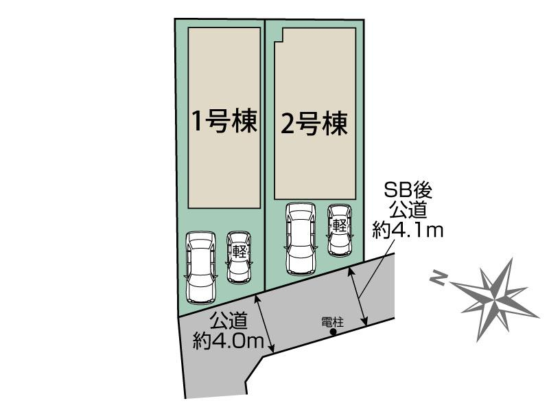 柏市関場町2棟 区画図 【販売中物件：1号棟、2号棟】