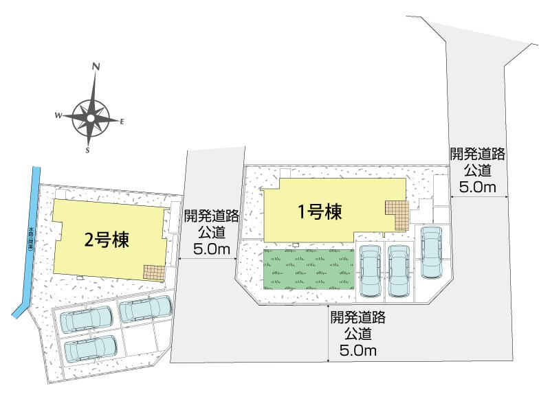 中央市下河東2棟 区画図 【販売中物件：1号棟、2号棟】