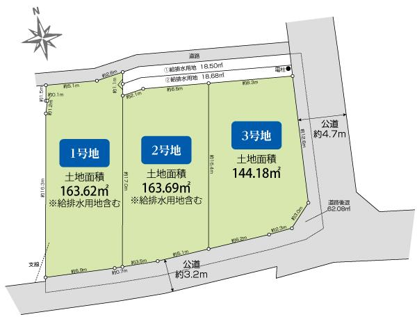 秦野市鶴巻南3丁目3区画 区画図