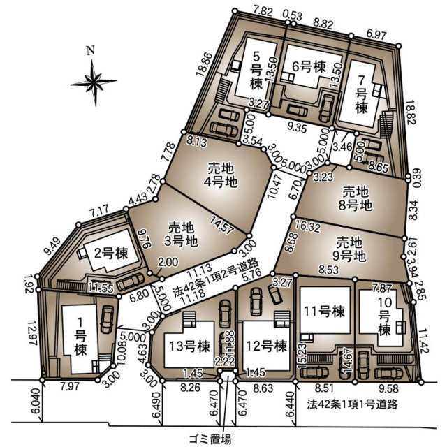 【販売中物件：3区画、4区画、8区画、9区画】
