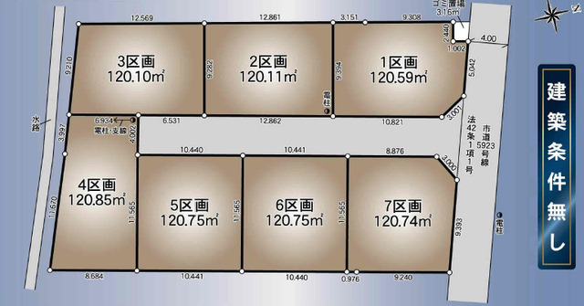 【販売中物件：1区画、2区画、3区画、4区画、5区画、6区画、7区画】